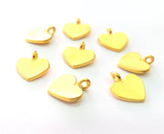 10 Heart Charms Gold Charm Gold Plated Metal (14x12mm)  G13698