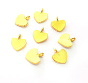 10 Heart Charms Gold Charm Gold Plated Metal (14x12mm)  G13698