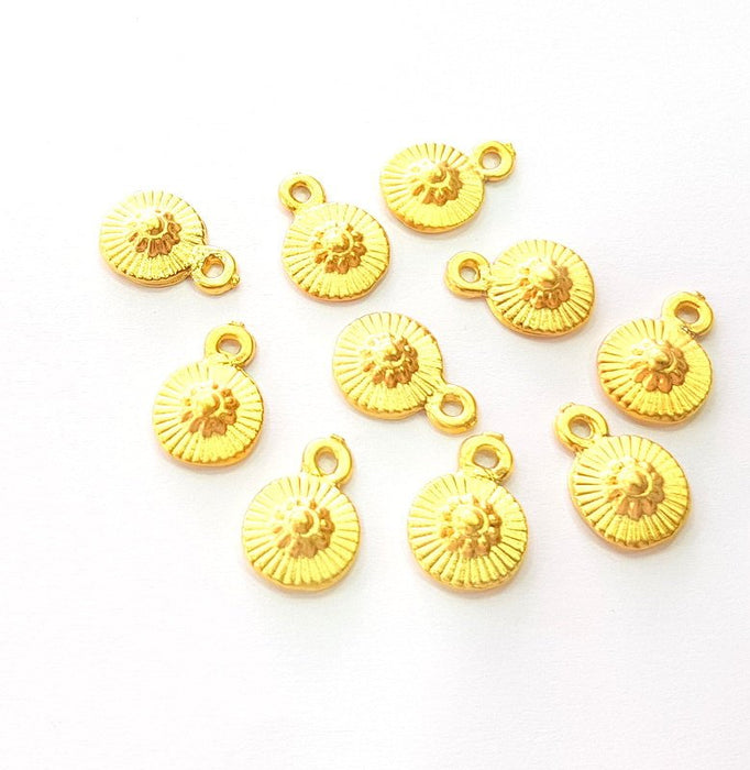 10 Flower Charms Gold Charm Gold Plated Metal (12x8mm)  G13699