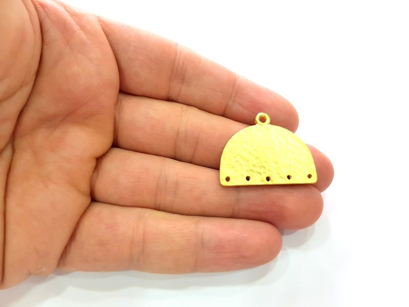 Hammered Connector Charms Gold Plated Metal (31x25mm)  G13704