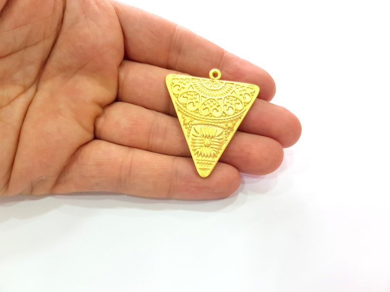 Triangle Pendant Gold Pendant Gold Plated Metal (46x38mm)  G13705