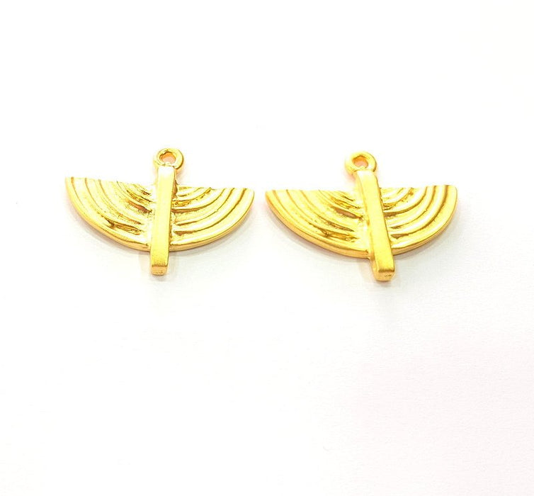 2 Gold Charm Gold Plated Metal (30x25mm)  G13707