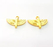 2 Gold Charm Gold Plated Metal (30x25mm)  G13707