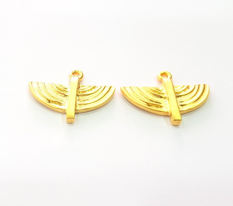 2 Gold Charm Gold Plated Metal (30x25mm)  G13707