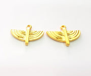 2 Gold Charm Gold Plated Metal (30x25mm)  G13707