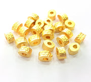 5 Gold Rondelle Beads Spacer Gold Plated Metal Beads  (8 mm)  G13709