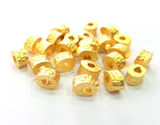 5 Gold Rondelle Beads Spacer Gold Plated Metal Beads  (8 mm)  G13709