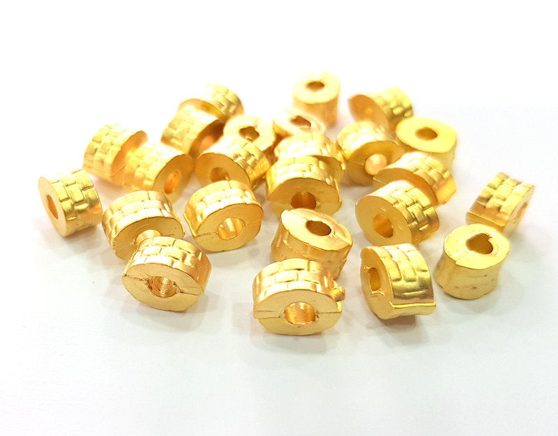 5 Gold Rondelle Beads Spacer Gold Plated Metal Beads  (8 mm)  G13709