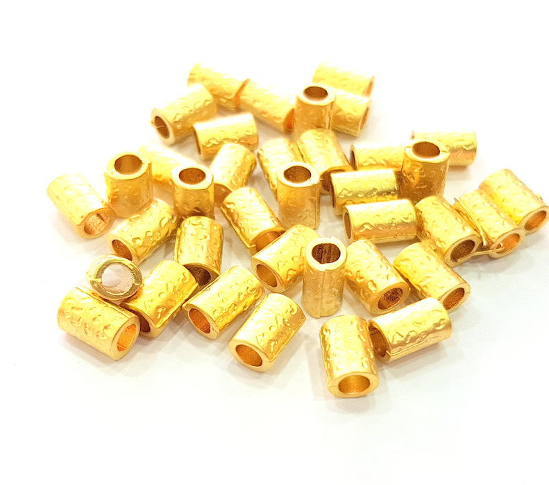 50 Gold Tube Spacer Gold Plated Metal Beads  (9x6 mm)  G13712