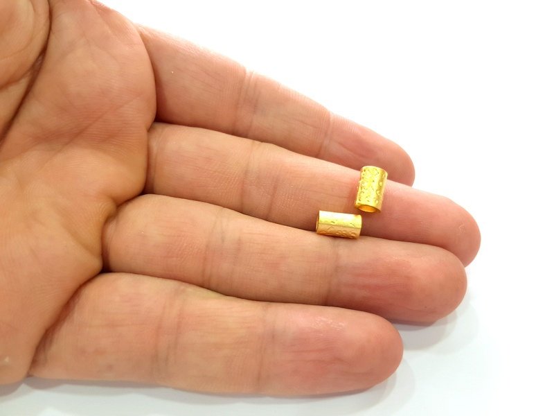 10 Gold Tube Spacer Gold Plated Metal Beads  (9x6 mm)  G13712