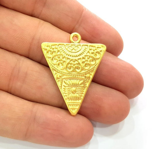 4 Pcs Triangle Pendant Gold Pendant Gold Plated Metal (36x29mm)  G16458