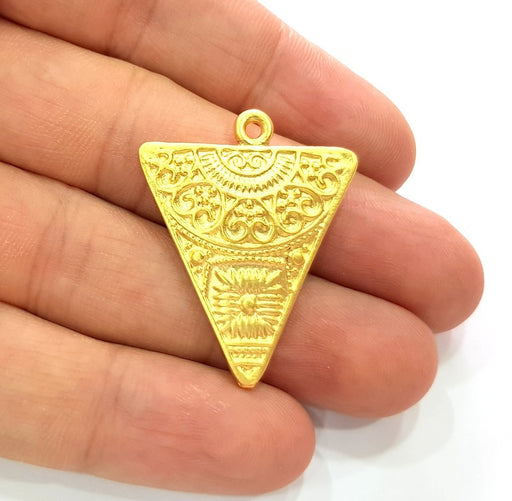 Triangle Pendant Gold Pendant Gold Plated Metal (36x29mm)  G16458