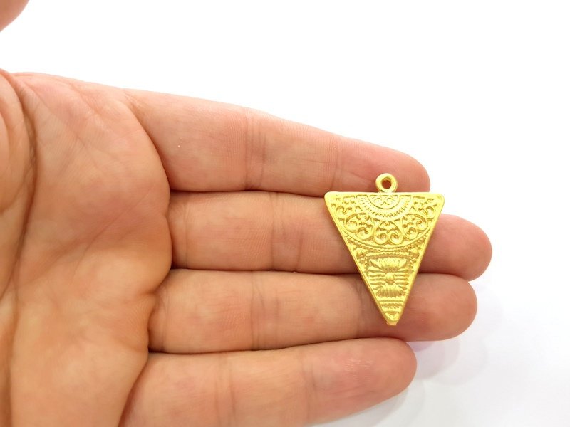 4 Pcs Triangle Pendant Gold Pendant Gold Plated Metal (36x29mm)  G16458