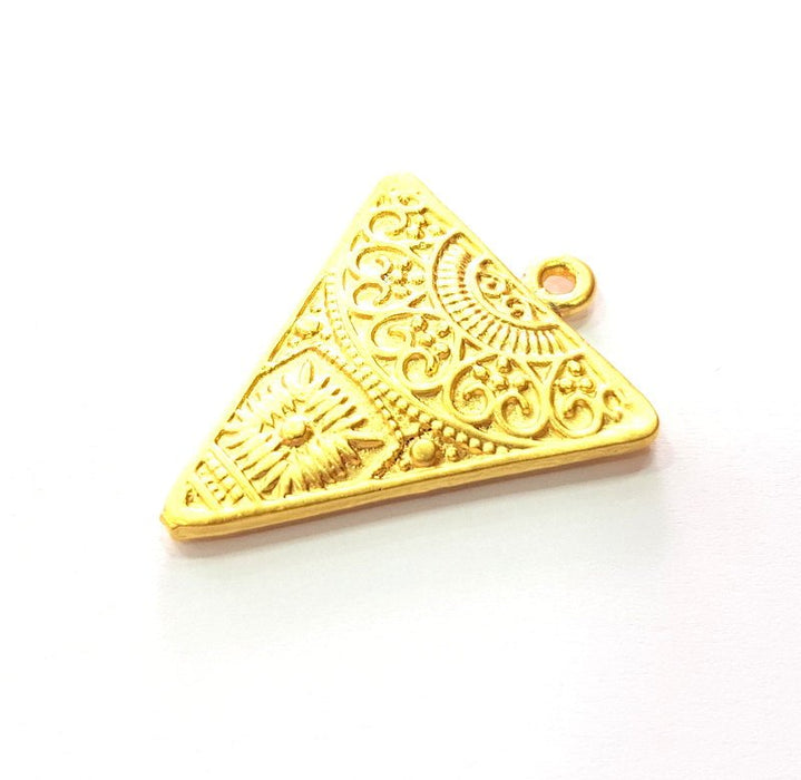 4 Pcs Triangle Pendant Gold Pendant Gold Plated Metal (36x29mm)  G16458