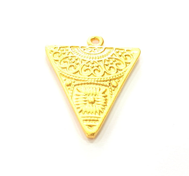 4 Pcs Triangle Pendant Gold Pendant Gold Plated Metal (36x29mm)  G16458