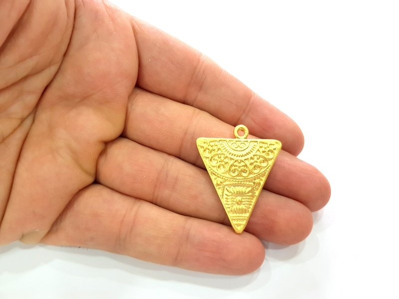 4 Pcs Triangle Pendant Gold Pendant Gold Plated Metal (36x29mm)  G16458