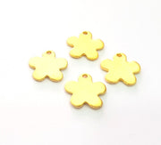 4 Flower Charms Gold Charm Gold Plated Metal (14mm)  G13714