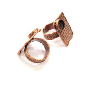 Copper Ring Settings inlay Ring Blank Mosaic Ring Bezel Base Cabochon Mountings ( 8 mm blank) Antique Copper Plated Brass G14077