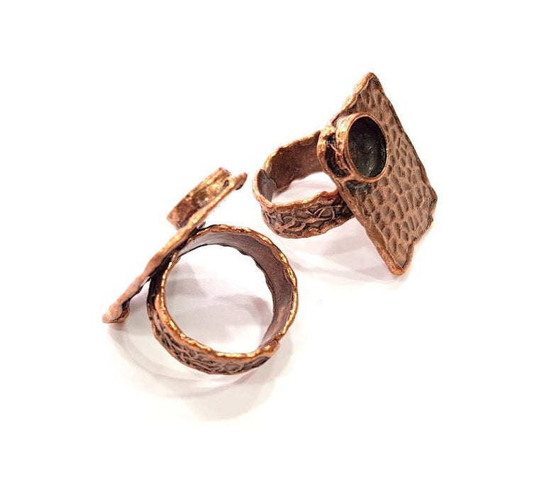 Copper Ring Settings inlay Ring Blank Mosaic Ring Bezel Base Cabochon Mountings ( 8 mm blank) Antique Copper Plated Brass G14077