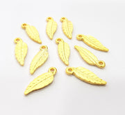 10 Leaf Charm Gold Charms Gold Plated Metal (18x6mm)  G14081