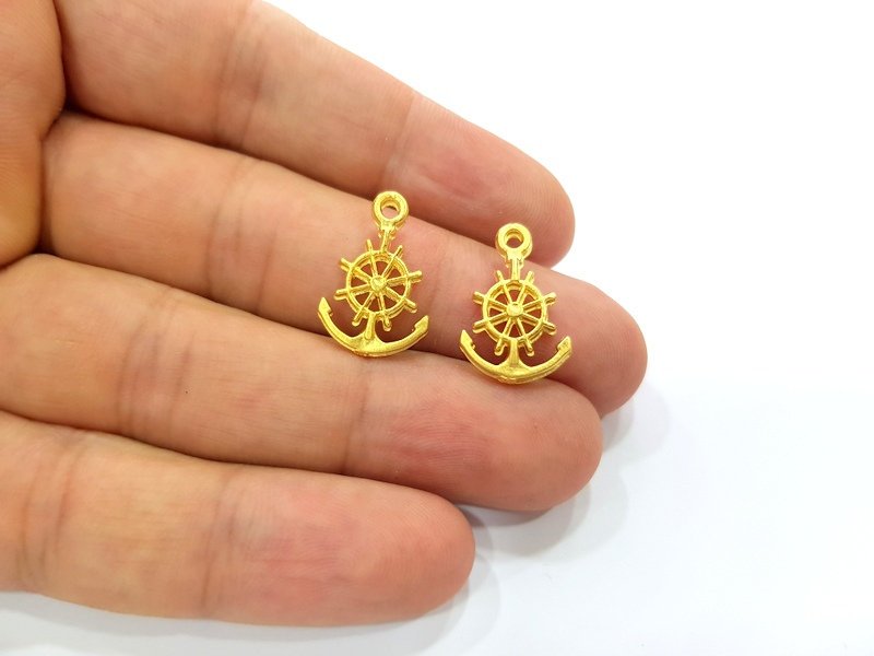 5 Anchor Charm Gold Charms Gold Plated Metal (20x13mm)  G14082