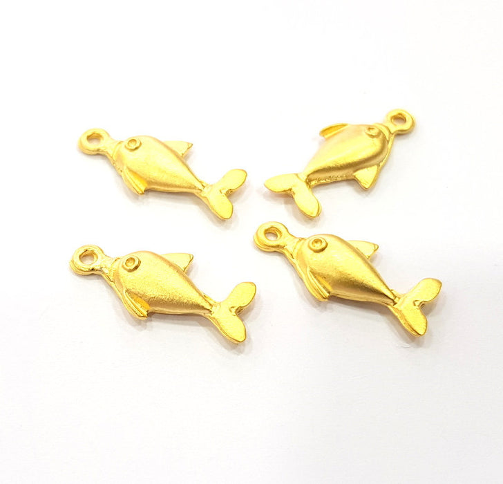 10 Fish Charm Gold Charms Gold Plated Metal (22x10mm)  G14084