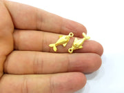 10 Fish Charm Gold Charms Gold Plated Metal (22x10mm)  G14084
