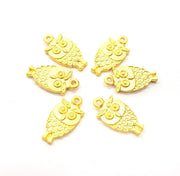 5 Owl Charm Gold Charms Gold Plated Metal (20x10mm)  G14086