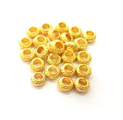 10 Gold Spacer Gold Plated Metal Beads  (8 mm)  G14091