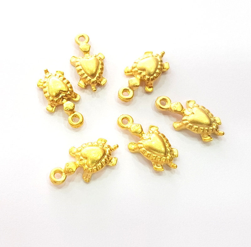 10 Turtle Charm Gold Charms Gold Plated Metal (19x9mm)  G14092