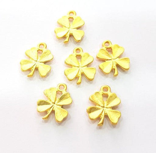 10 Clover Charm Gold Charms Gold Plated Metal (16x13mm)  G14093