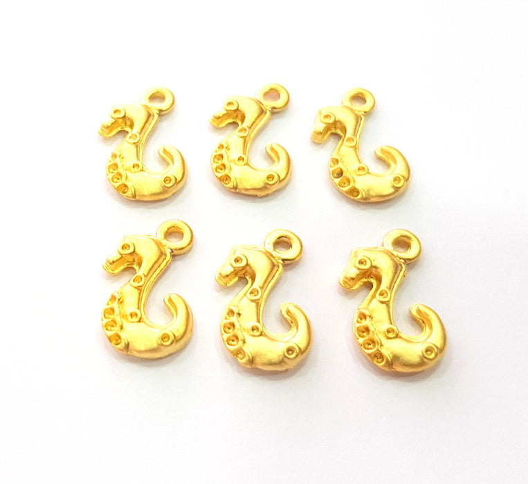 10 Seahorse Charm Gold Charms Gold Plated Metal (17x9mm)  G14094