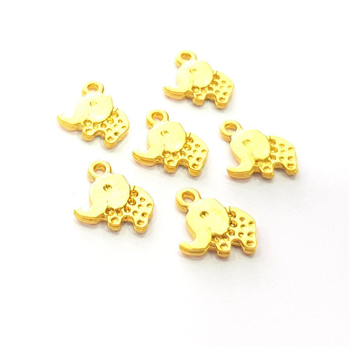 10 Elephant Charm Gold Charms Gold Plated Metal (12x12mm)  G14095