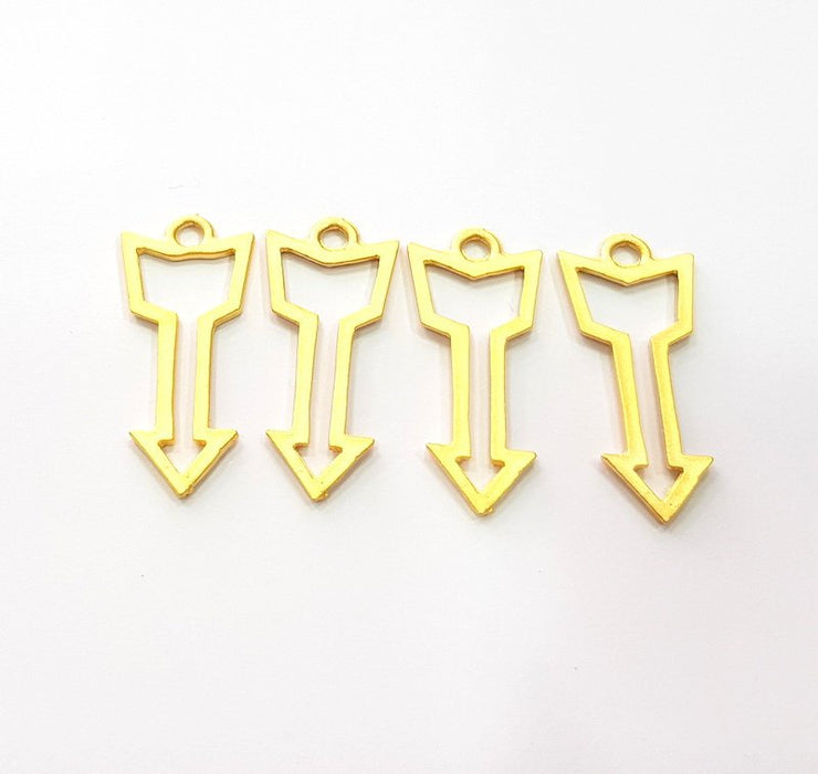 4 Arrow Charm Gold Charms Gold Plated Metal (34x14mm)  G14096