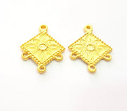 2 Mystic Flower Charms Earring Findings Connector Gold Plated Metal (27x20mm)  G14102