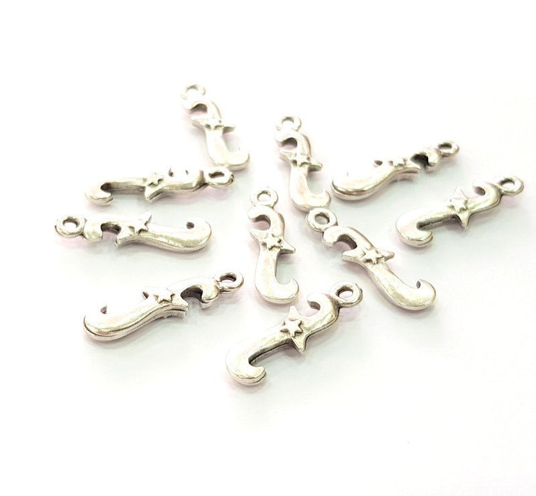 10 Dagger Charm Silver Charms Antique Silver Plated Metal (23x6mm) G14568