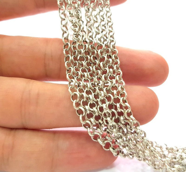 Silver Rolo Chain Antique Silver Plated Chain  1 Meter - 3.3 Feet (3,6 mm) G14112