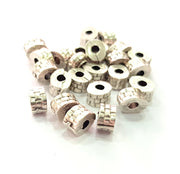 10 Silver Rondelle Beads Antique Silver Plated Beads 8mm  G14116