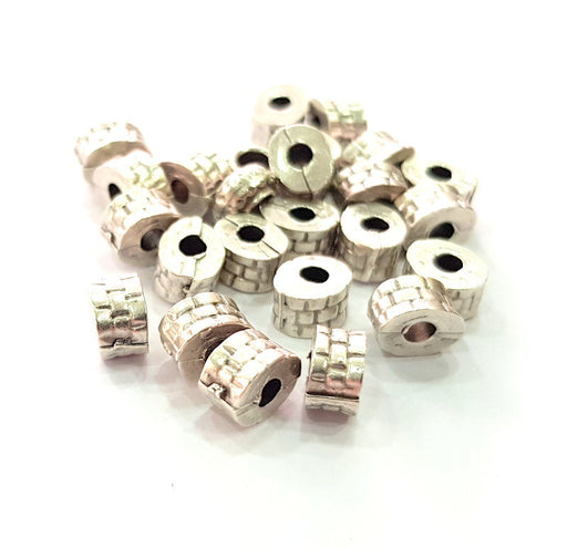 10 Silver Rondelle Beads Antique Silver Plated Beads 8mm  G14116