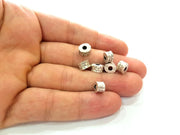 10 Silver Rondelle Beads Antique Silver Plated Beads 8mm  G14116