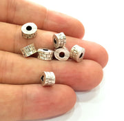 10 Silver Rondelle Beads Antique Silver Plated Beads 8mm  G14116