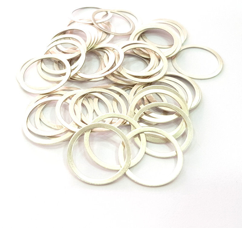 20 Silver Circle Connector Antique Silver Plated Brass (19 mm)   G14119