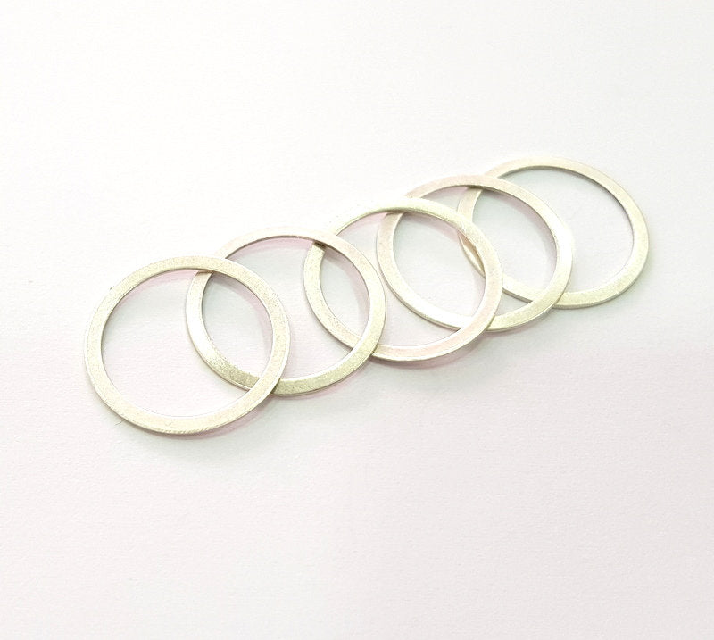 20 Silver Circle Connector Antique Silver Plated Brass (19 mm)   G14119