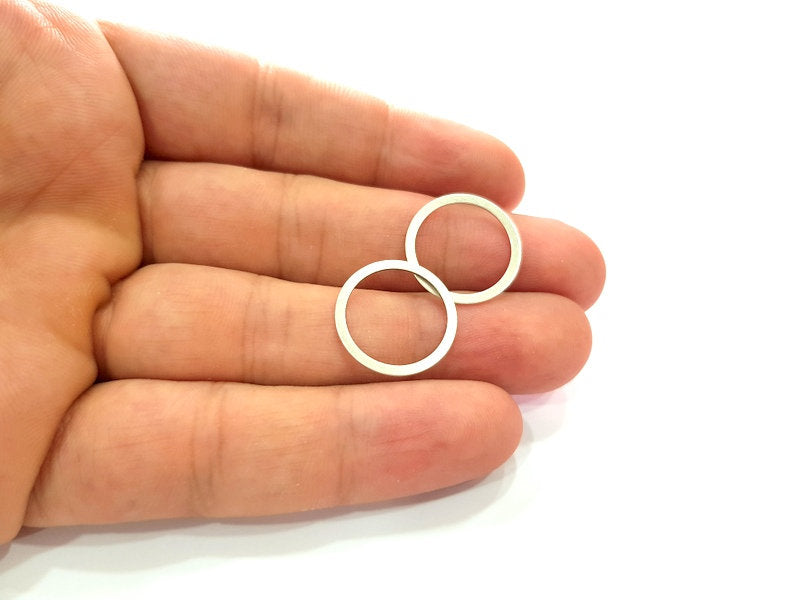 20 Silver Circle Connector Antique Silver Plated Brass (19 mm)   G14119