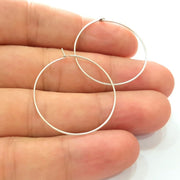 12 Pcs (6 pairs) Earring Loops Earring Circles Earring Hoops Silver Plated Brass,Findings ( 30 mm )  G14124