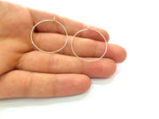 12 Pcs (6 pairs) Earring Loops Earring Circles Earring Hoops Silver Plated Brass,Findings ( 30 mm )  G14124