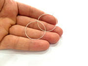 12 Pcs (6 pairs) Earring Loops Earring Circles Earring Hoops Silver Plated Brass,Findings ( 30 mm )  G14124