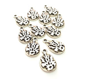 6 Drop Charm Silver Charms Antique Silver Plated Metal (21x13mm) G14127