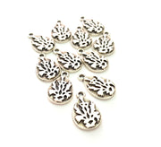 6 Drop Charm Silver Charms Antique Silver Plated Metal (21x13mm) G14127
