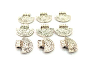 10 Fan Charms Semi Circle Charm Silver Charms Antique Silver Plated Metal (14x12mm) G14129